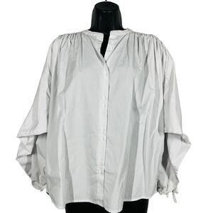 Sundays x We Are Sundays Stripe Balloon Sleeve Blouse Button Up Top Regency - S